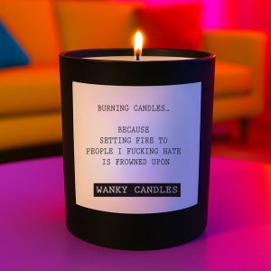 Wanky Candle Funny Vanilla Candle – Setting Fire to People Is Frowned Upon