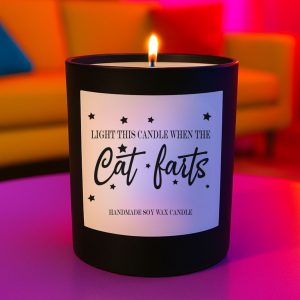 Wanky Candle Light This Candle When the Cat Farts – Vanilla Black Jar