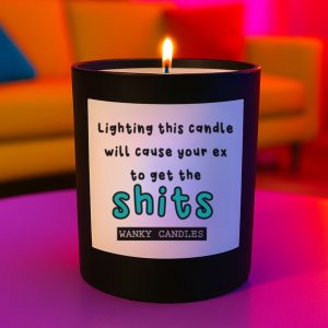 Wanky Candle Funny Divorce Candle – Your Ex Gets the Shits – Vanilla Black Jar