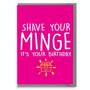 Rude Pink Birthday Card for Her – Shave Your Minge