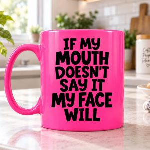 If my mouth doesn’t say it, my face will mug NEON PINK