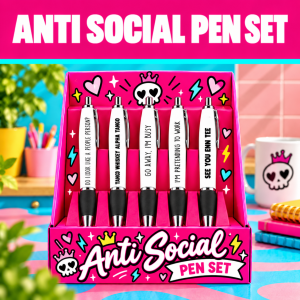 Funny Antisocial Pen Set – 5 Pens
