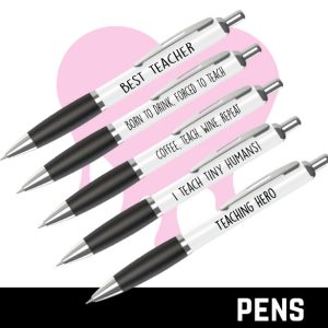 Funny Teacher Pen Set – 5 Black Ink Pens