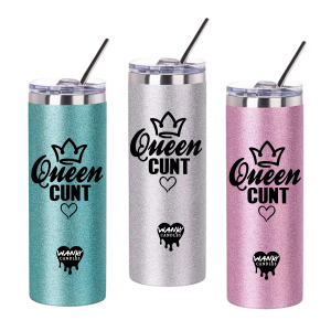 Queen Cunt Glitter Tumbler with Lid and Straw
