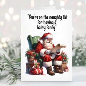 Rude Christmas Card – Hairy Fanny Naughty List