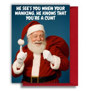 Rude Santa Christmas Card – Wanking Joke
